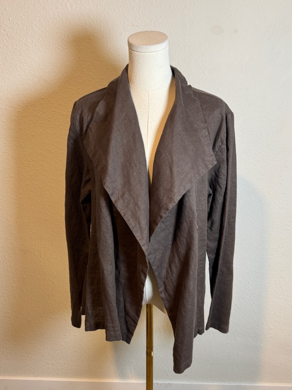 NWT FLAX Brown Drape Front Linen Jacket or Shirt